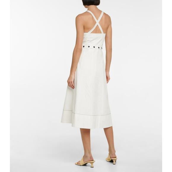 Proenza Schouler‎ Front Zip Midi Dress White Linen Blend Sleeveless Buttons Sz 4 - Picture 2 of 15